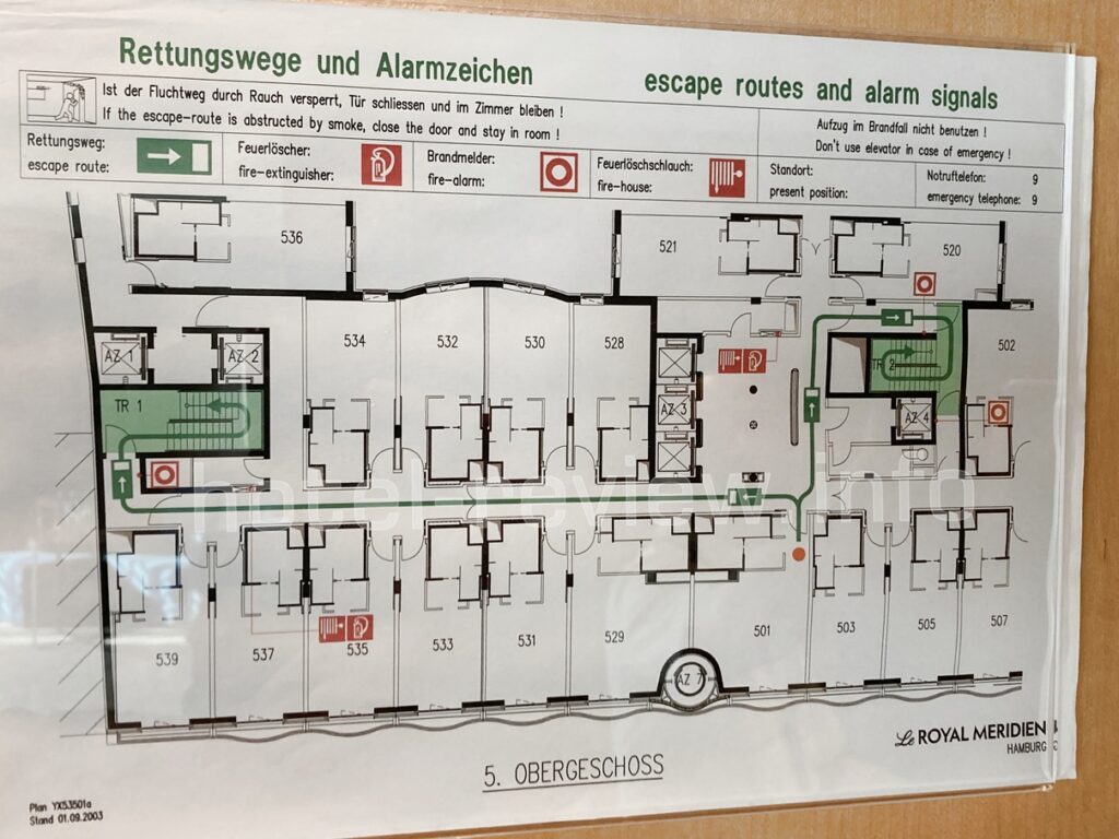 ルメリディアンハンブルグのフロアプラン